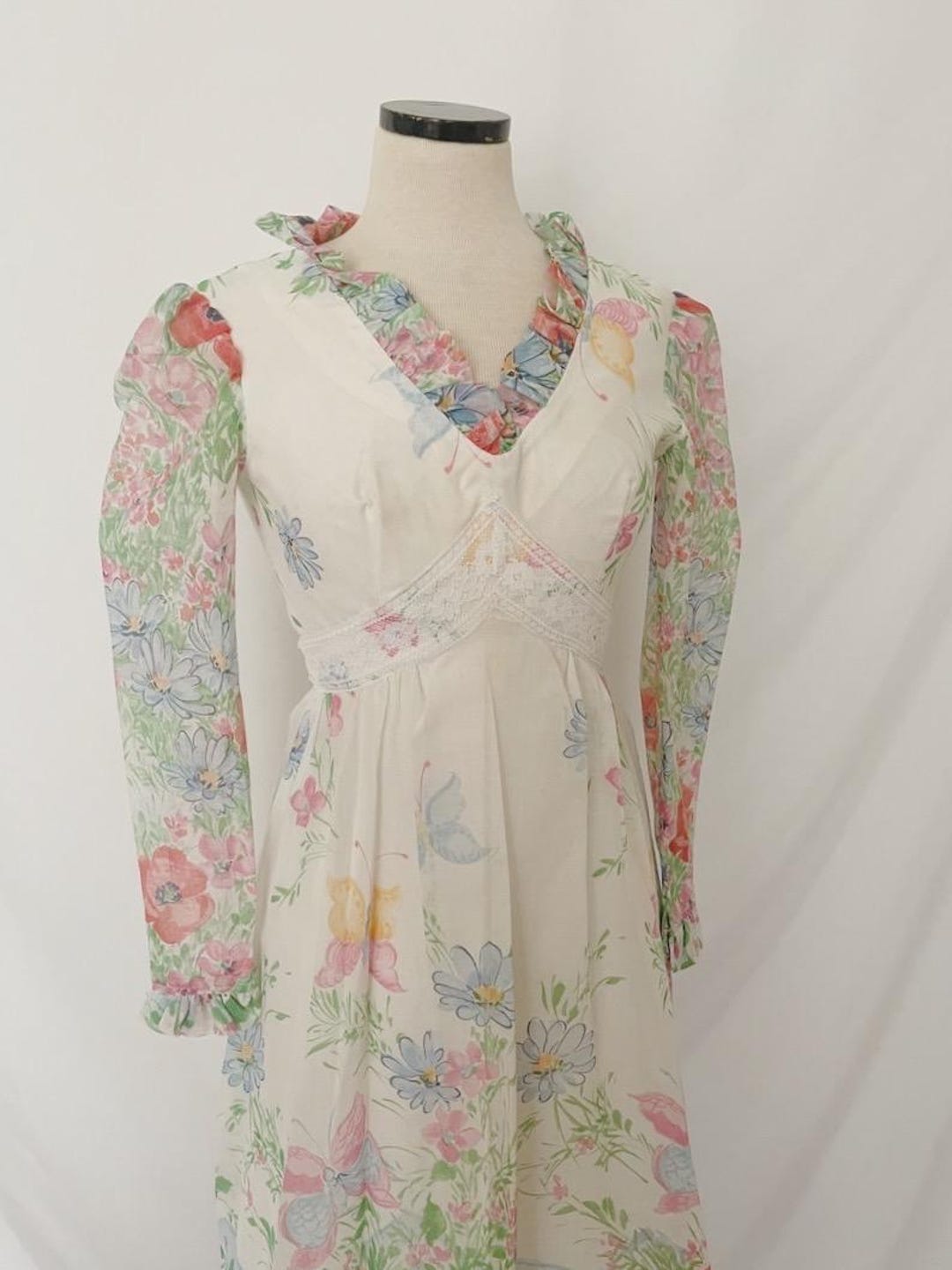 VINTAGE FLORAL FULL PRINTING MAXI DRESS