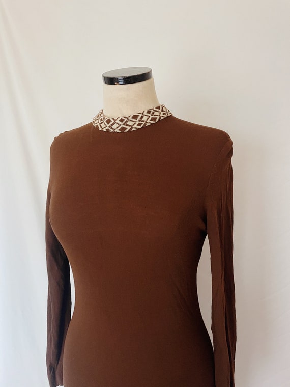 60s/70s Brown Geo Knit Dress