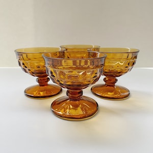 Vintage Textured Amber Glasses Set of 4