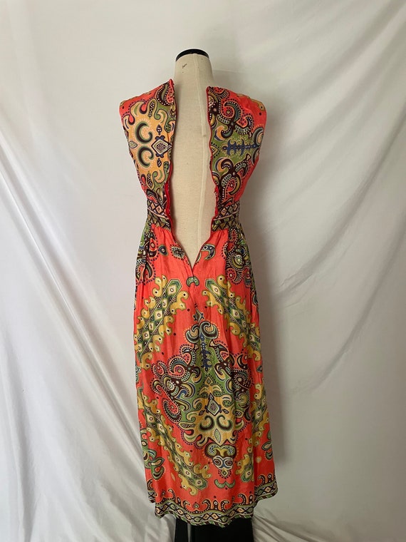 Vintage Peachy Pattern Maxi Dress - image 4