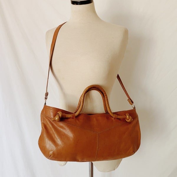 70’s Cognac Leather Handbag