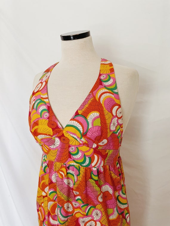 Vintage Abstract Citrus Pattern Maxi Dress