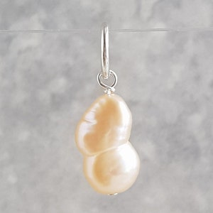 Peach Baroque Freshwater Pearl Pendant (No Chain).  Freshwater Pearl Charm To Add On To Your Necklace Chain or Bracelet. 925 Sterling Silver