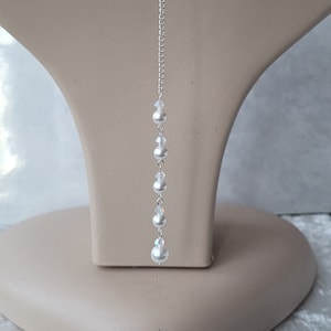 Necklace Back Drop clip on Attachment. Necklace Backdrop With Swarovski Crystal Pearls. Wedding Bridal Prom Silver Plated