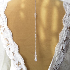 9 Inches Glass Crystal Necklace Backdrop. Back Drop Chains,  For Low Back, Backless, Open Back Wedding, Prom, Party Dress