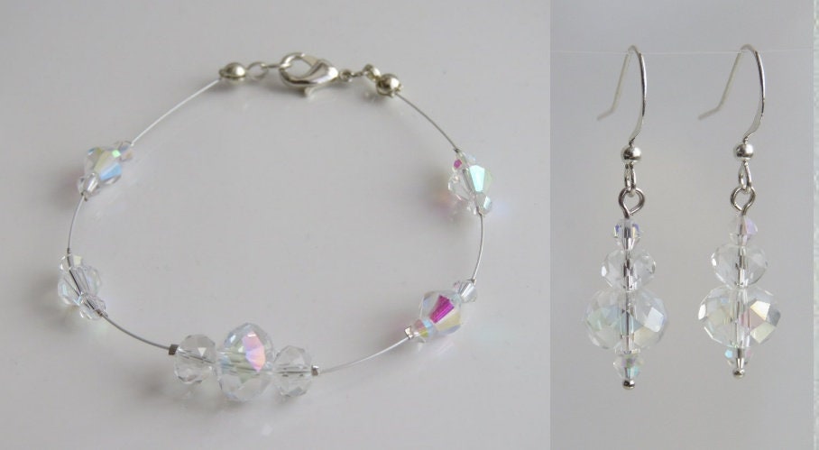 Set Di Gioielli In Cristallo UNICRAFTALE: Collana Girocollo, Bracciale A Maglie E Orecchini A Stelo Blu Per Matrimonio, Feste E Damigelle