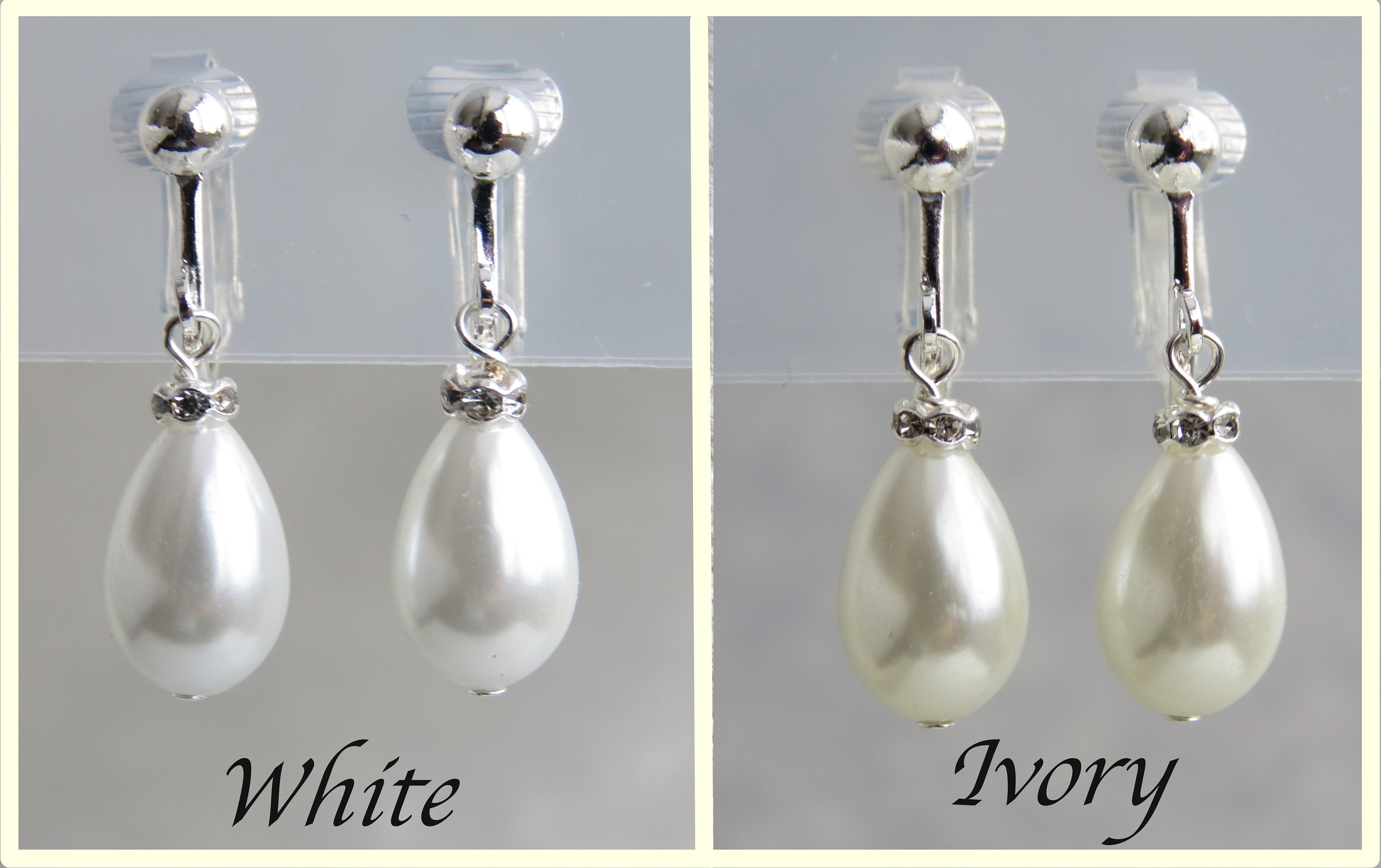 Orecchini Handmade Perle Orecchini Pendenti Con Perle Di Vetro Bianco Placcati Argento - Nuovi Con Etichette, Handmade UK Orecchini Perle Oro - Foto 5