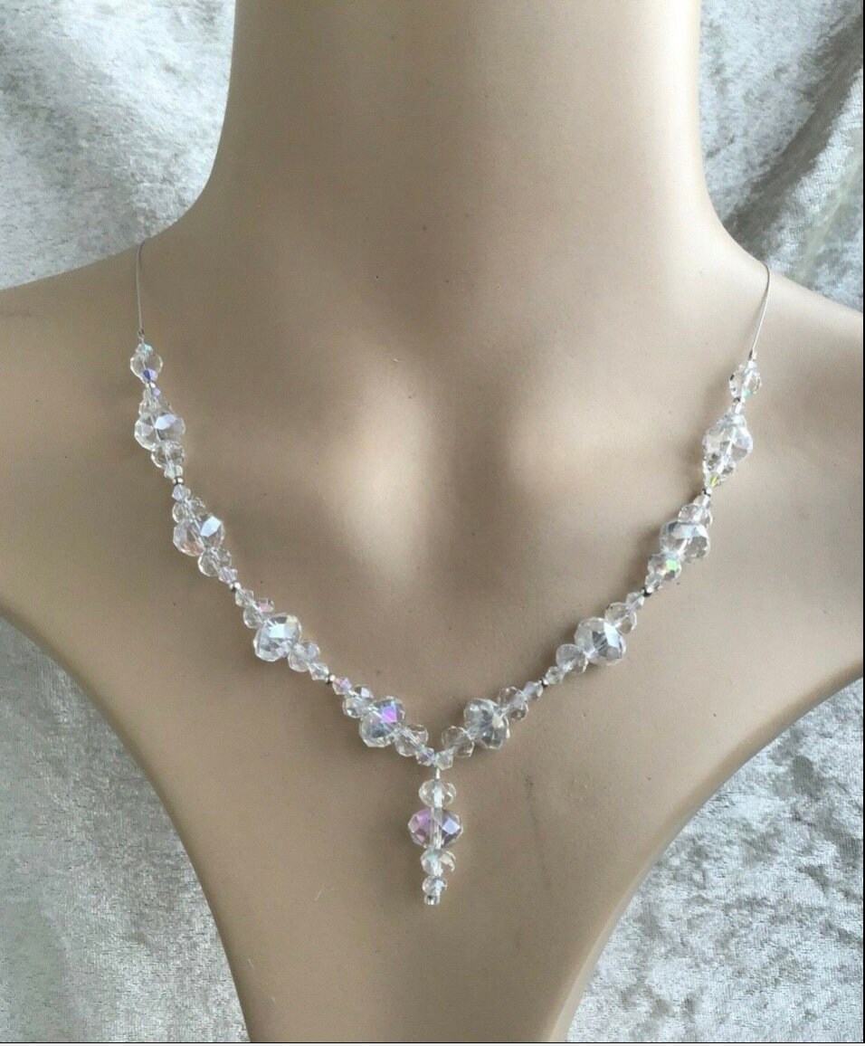 Set Di Gioielli In Cristallo UNICRAFTALE: Collana Girocollo, Bracciale A Maglie E Orecchini A Stelo Blu Per Matrimonio, Feste E Damigelle