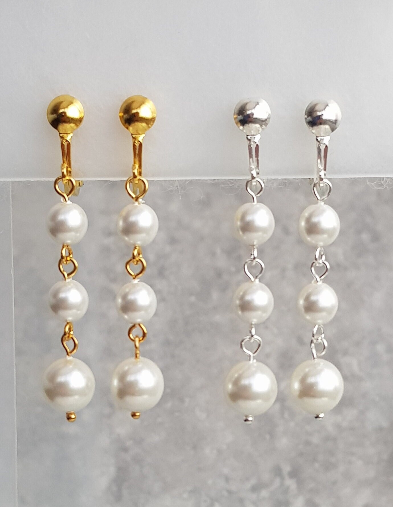 RIZILIA Orecchini A Clip In Argento Con Perla E Cristallo – Gioielli Eleganti Placcati Oro Bianco 18K, 15mm