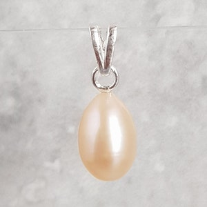 Peach Freshwater Pearl Pendant (No Chain). Pearl Charm To Add On To Your Necklace Chain or Bracelet. 925 sterling Silver