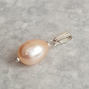 Peach Freshwater Pearl Pendant No Chain. Freshwater Pearl Charm To Add On To Your Necklace Chain or Bracelet. 925 Sterling Silver