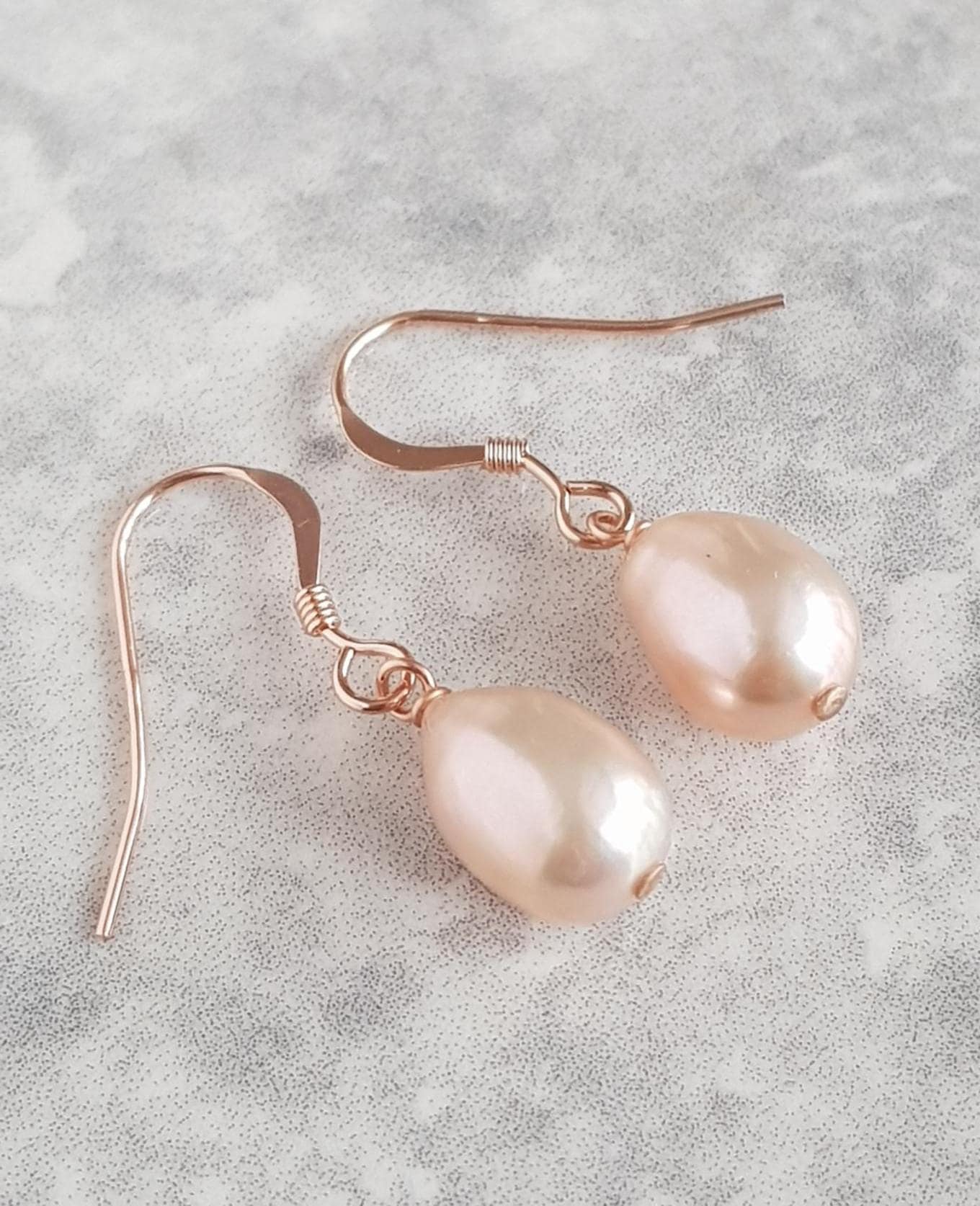 Rose Gold Filled Pearl Dangle Earrings