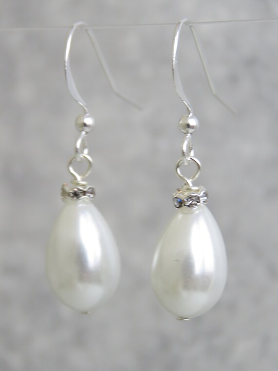 Orecchini Handmade Perle Orecchini Pendenti Con Perle Di Vetro Bianco Placcati Argento - Nuovi Con Etichette, Handmade UK Orecchini Perle Oro - Foto 9