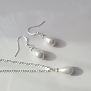 Pearl Drop Pendant and Earrings Jewellery Set gold and silver plated clip ons, ear hooks, studs.|  Bridesmaids Brides Weddings and Proms