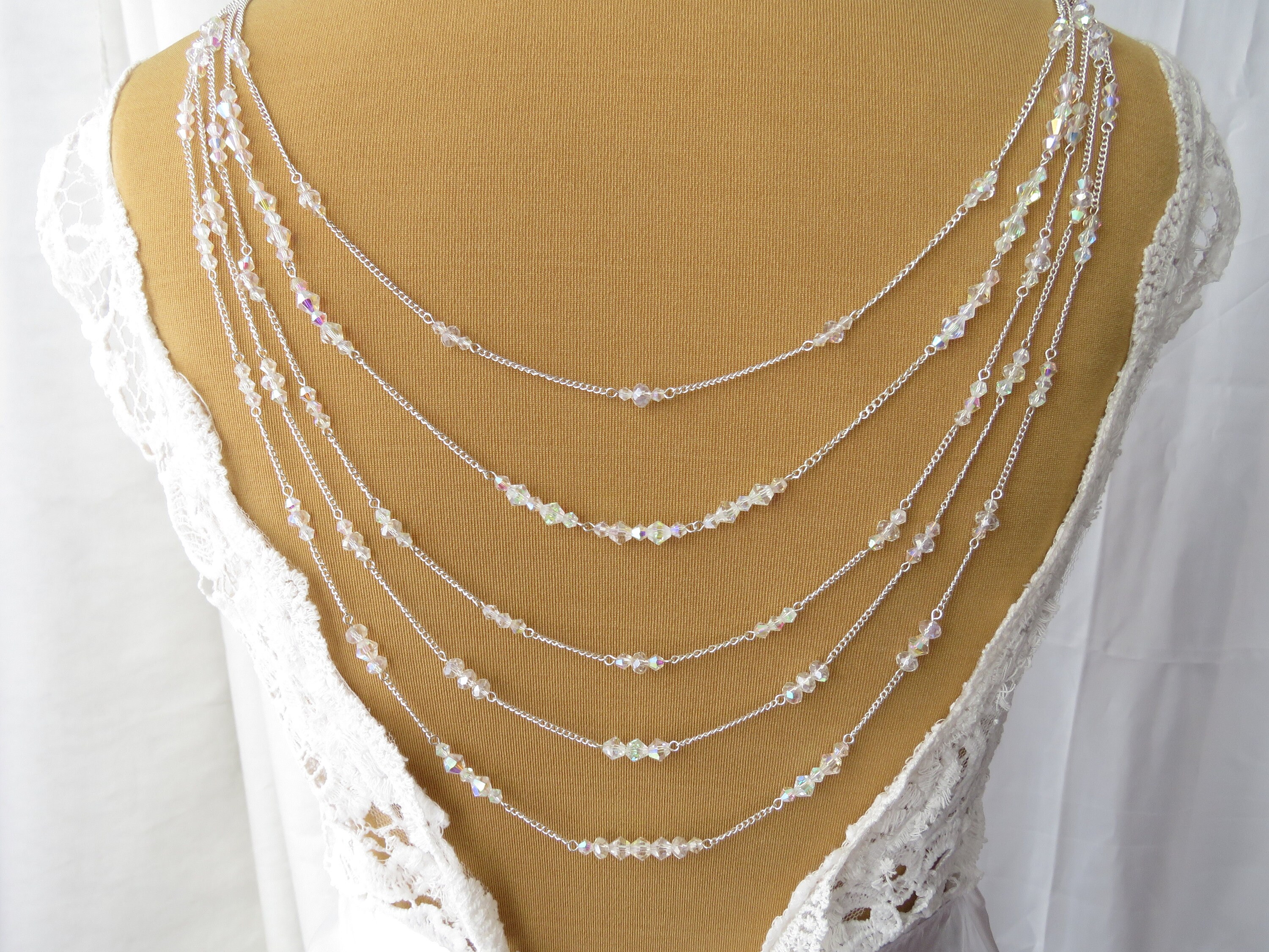 Crystal Back Necklace 5 Rows Back Chains, Bridal Back Drape Chain for ...