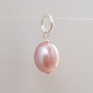 Lavender Freshwater Pearl Pendant (No Chain). Freshwater Pearl Charm To Add On To Your Necklace Chain or Bracelet. 925 Sterling Silver