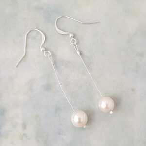 Dainty Preciosa Pearl Dangle Drop Earrings, Pearl Earrings Gold Plated, Silver Plated Or Rose Gold Plated