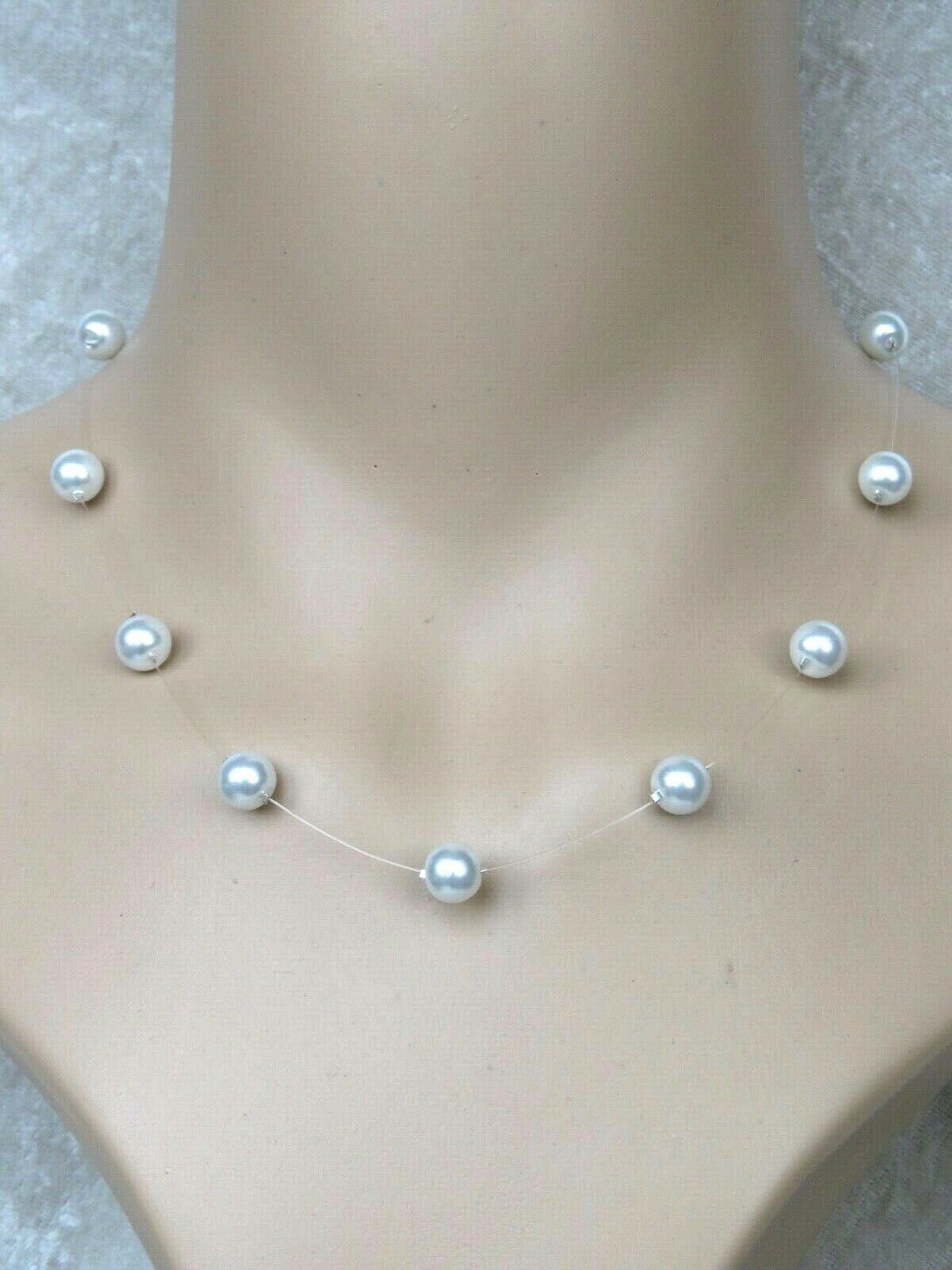 Translucent Pearls Floating Illusion Invisible Translucent Necklace, Preciosa Crystal ...