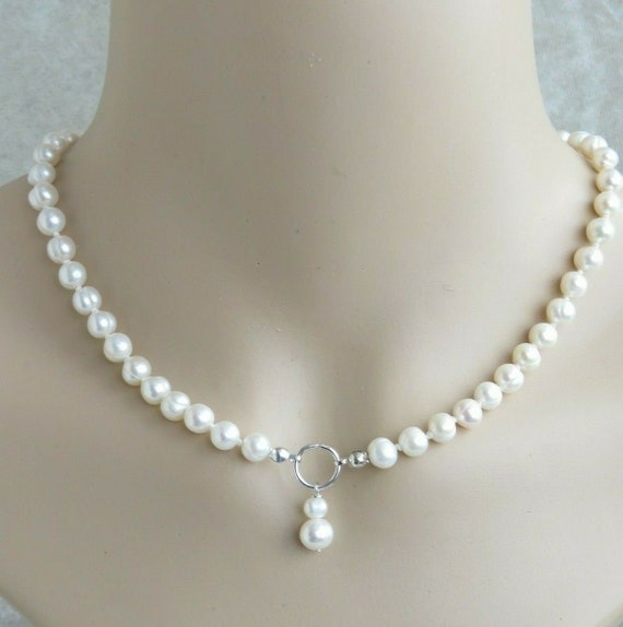 Collier Femme élégant En Argent 925 Et Perles D'eau Douce Naturelles - Fait Main - Neuf Avec étiquettes