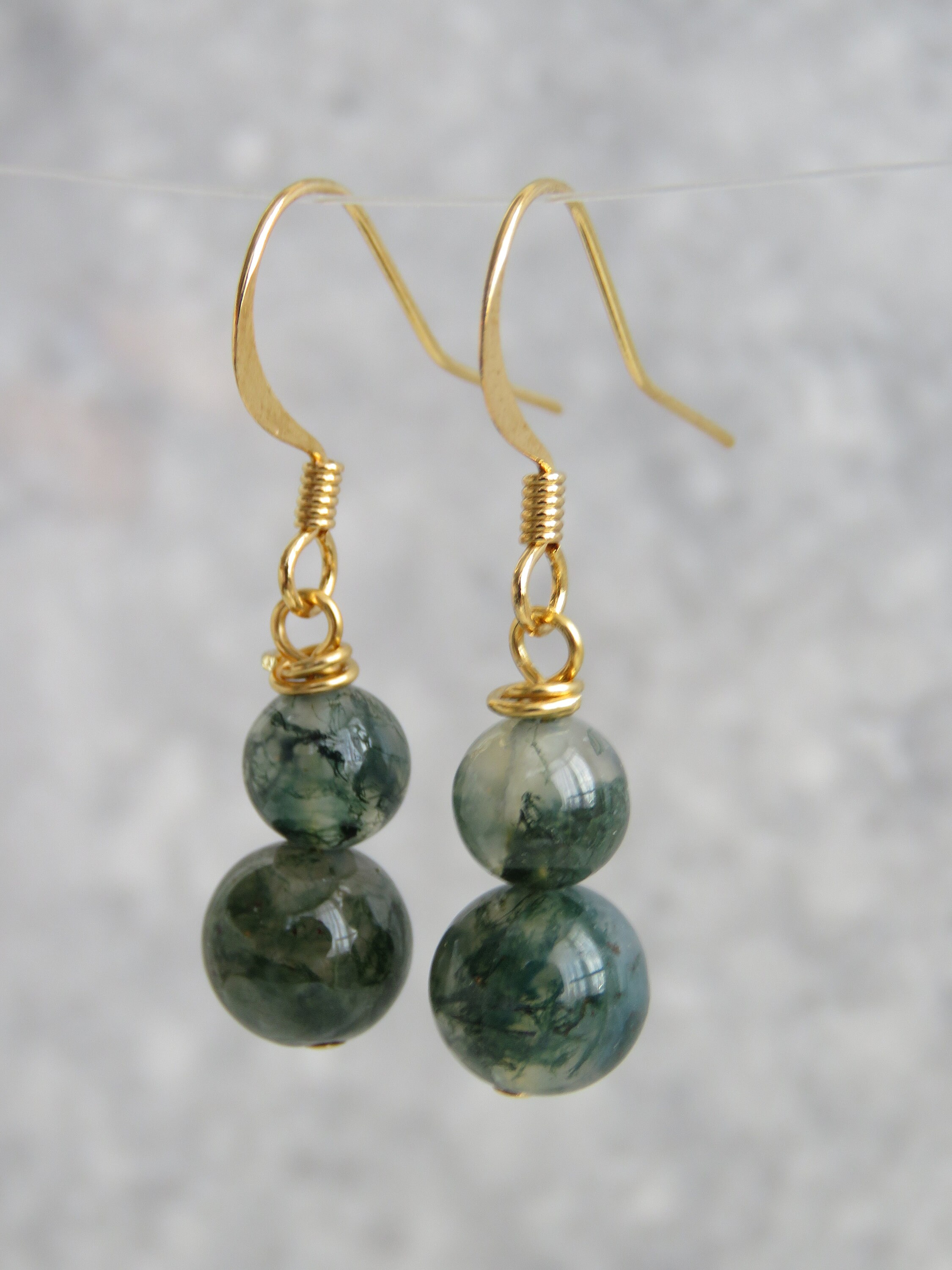marge Stone drop earring/ Moss agate