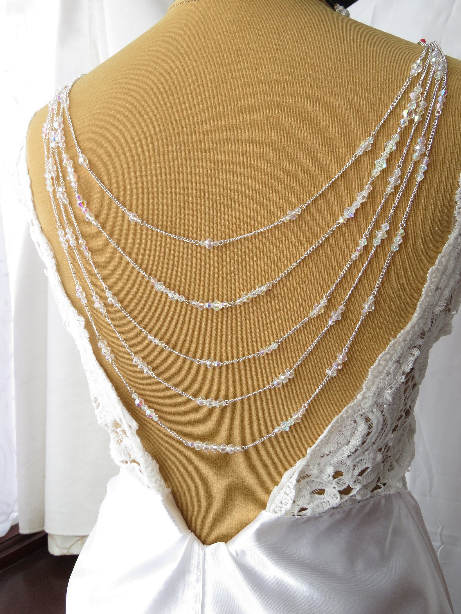 Crystal Back Necklace 5 Rows Back Chains Bridal Back Drape - Etsy