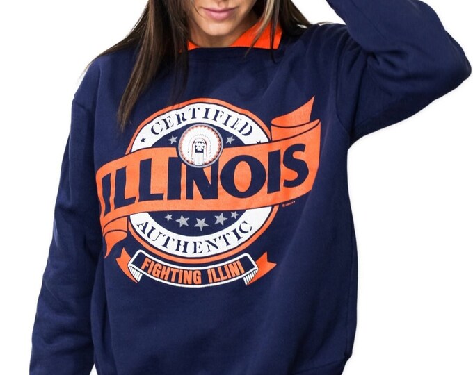 Vintage University of Illinois Collared Sweatshirt - L