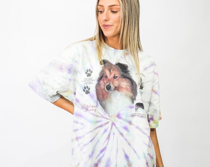 Vintage Tie Dye Shetland Sheepdog Tee - XL