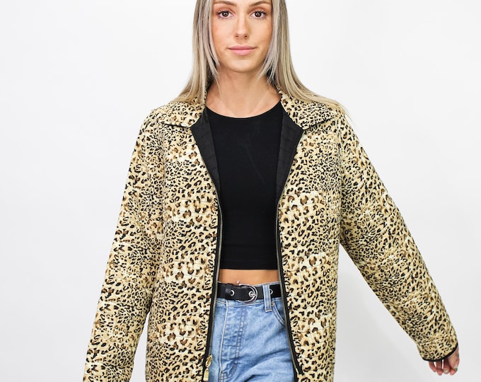 Vintage Quilted Leopard Jacket - M