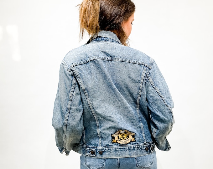 Vintage Levi's Jean Jacket with Harley Davidson Patch