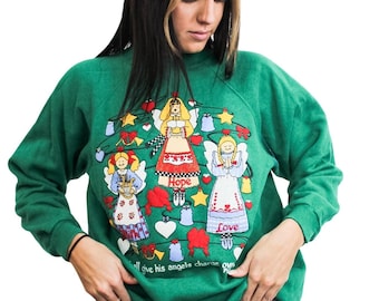 Christmas Angel - XL / Vintage Ugly Christmas Sweatshirt / Holiday / Party