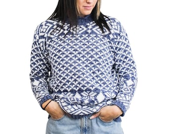 スノーフレークセーター - L / ヴィンテージアグリークリスマススウェットシャツ / ホリデー / パーティー