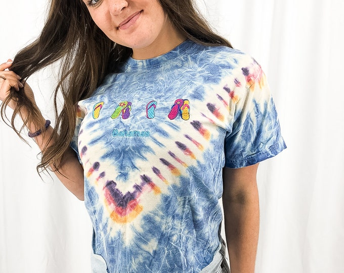 Vintage Bahama Tie Dye Raw Hem Tee - S