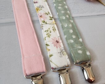 Wildflower pacifier clip set