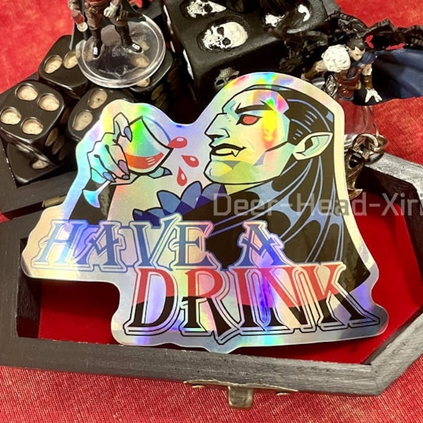 Sticker Holo « Prenez un verre » de la malédiction de Strahd