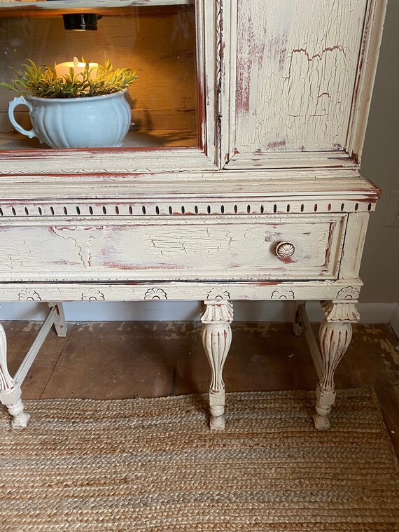 Shabby Vintage China Gabinete con iluminación | Etsy