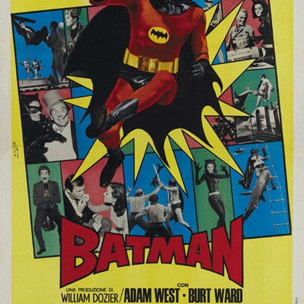 Batman Adam West 1966 cult serial movie poster print 18x12 inches approx.