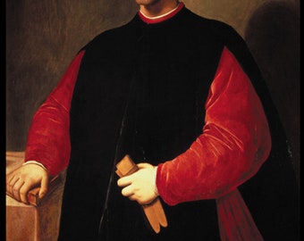 Niccolò Machiavelli di Santi Di Tito con poster di citazione 24 x 36 pollici