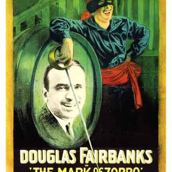 The mark of Zorro 1920 Douglas Fairbanks movie poster reprint 18x12 inches approx.