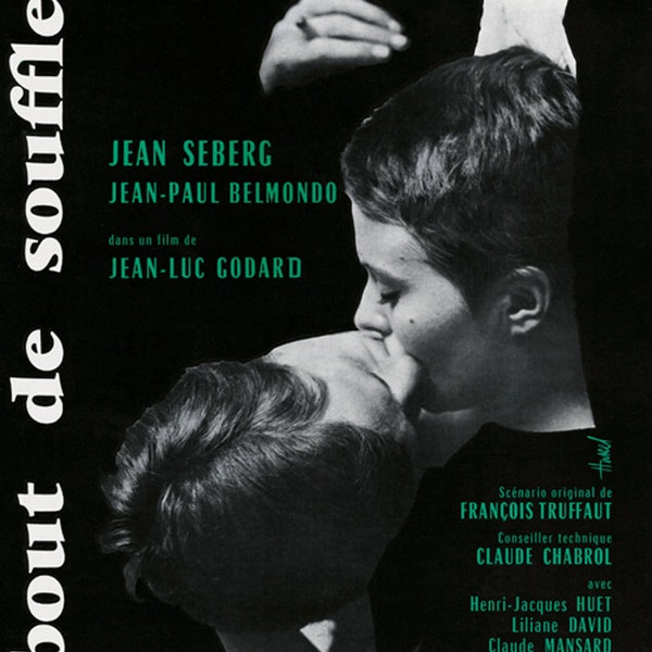 Breathless - A bout de souffle 1960 Jean-Luc Godard French movie poster reprint 18x12 inches approx.
