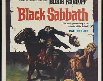 Black sabbath Boris Karloff 1963 cult horror movie poster print 18x12 inches approx.