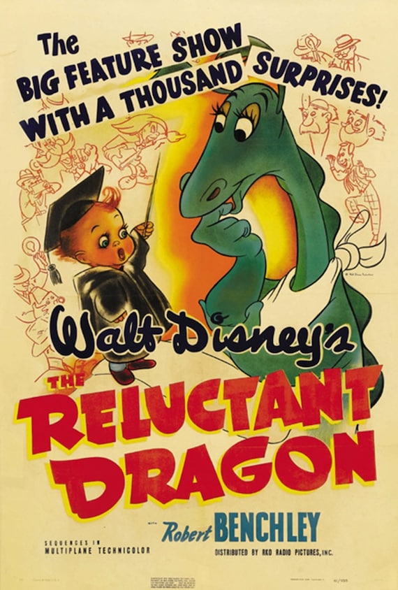The Reluctant Dragon 1941 Disney Cartoon Poster Reprint 18x12