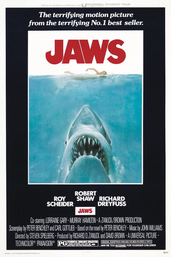 Jaws Steven Spielberg Cult Horror Movie Poster Print Reprint