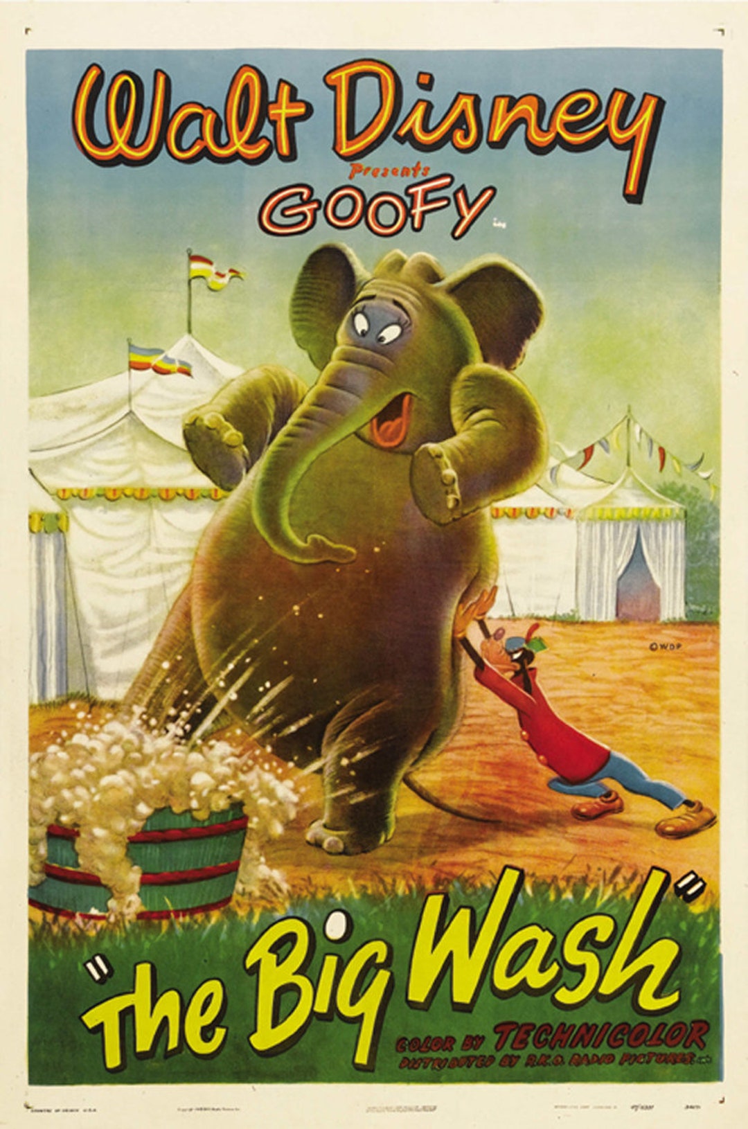 The Big Wash Goofy 1948 Disney Cult Cartoon Poster Reprint 18x12