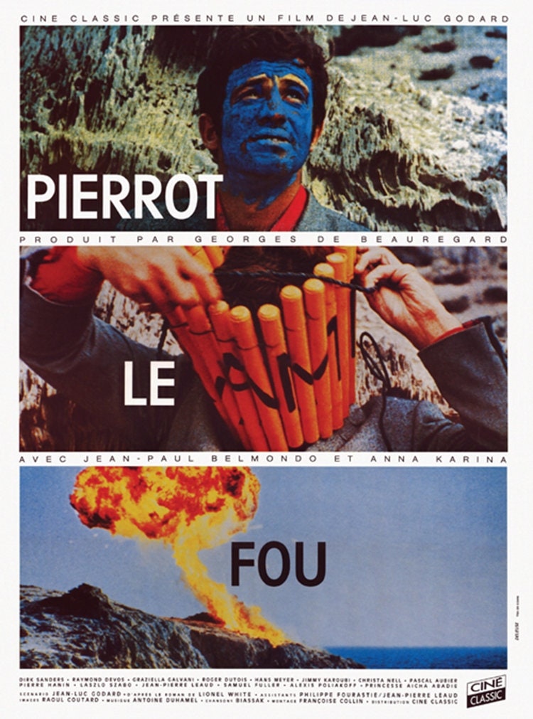 Pierrot Le Fou Jean-paul Belmondo Jean-luc Godard Cult Movie - Etsy