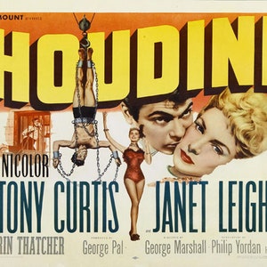 Houdini 1953 Tony Curtis cult movie poster reprint 18x12 inches approx.