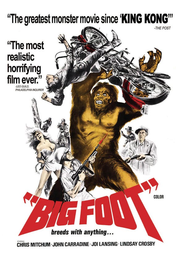 ビッグフット (1970) カルトホラー映画ポスター復刻版 約18x12インチ