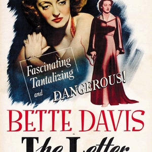 Póster de la película de culto The Letter (1940) Bette Davis reimpresión 18x12 pulgadas aprox.