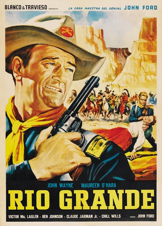 Rio Grande 1950 John Wayne Maureen O Hara Cult Western Movie Poster Reprint 19x12 5 Inches