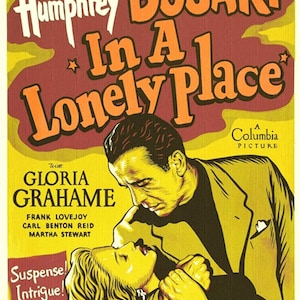 In a Lonely Place (1950) Humphrey Bogart movie poster reprint 18x12 inches approx.