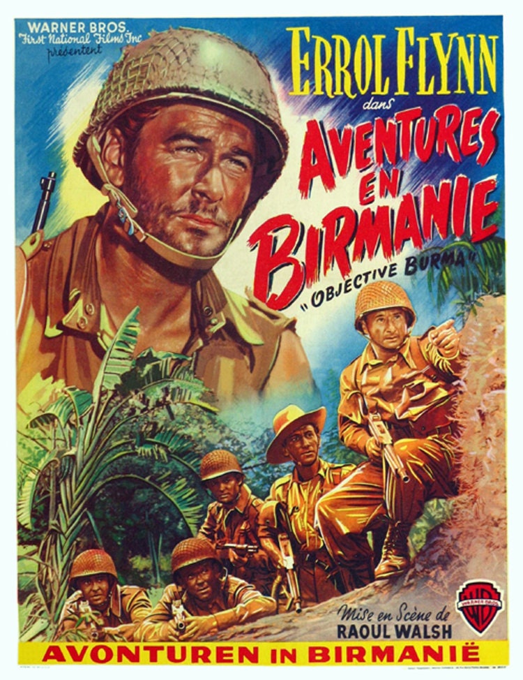 Objective Burma 1945 Errol Flynn Movie Poster Reprint 18x12 Inches